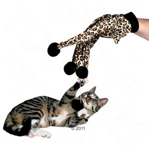 Leopardenhandschuh mit 4 Pompon-Bällen