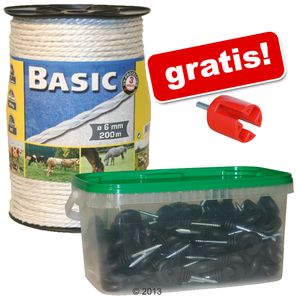 Weidezaunseil und Ringisolatoren + Einschrauber gratis!