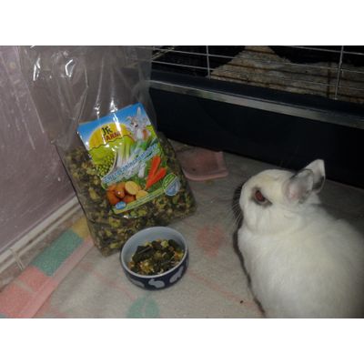 Lambda inspecciona la bolsa y la comida