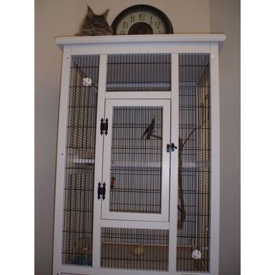 La cage Romantik avec deux canaris