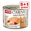 5 + 1 gratis! 6 x 200 g Animonda Carny Single Protein Adult  - Manzo puro