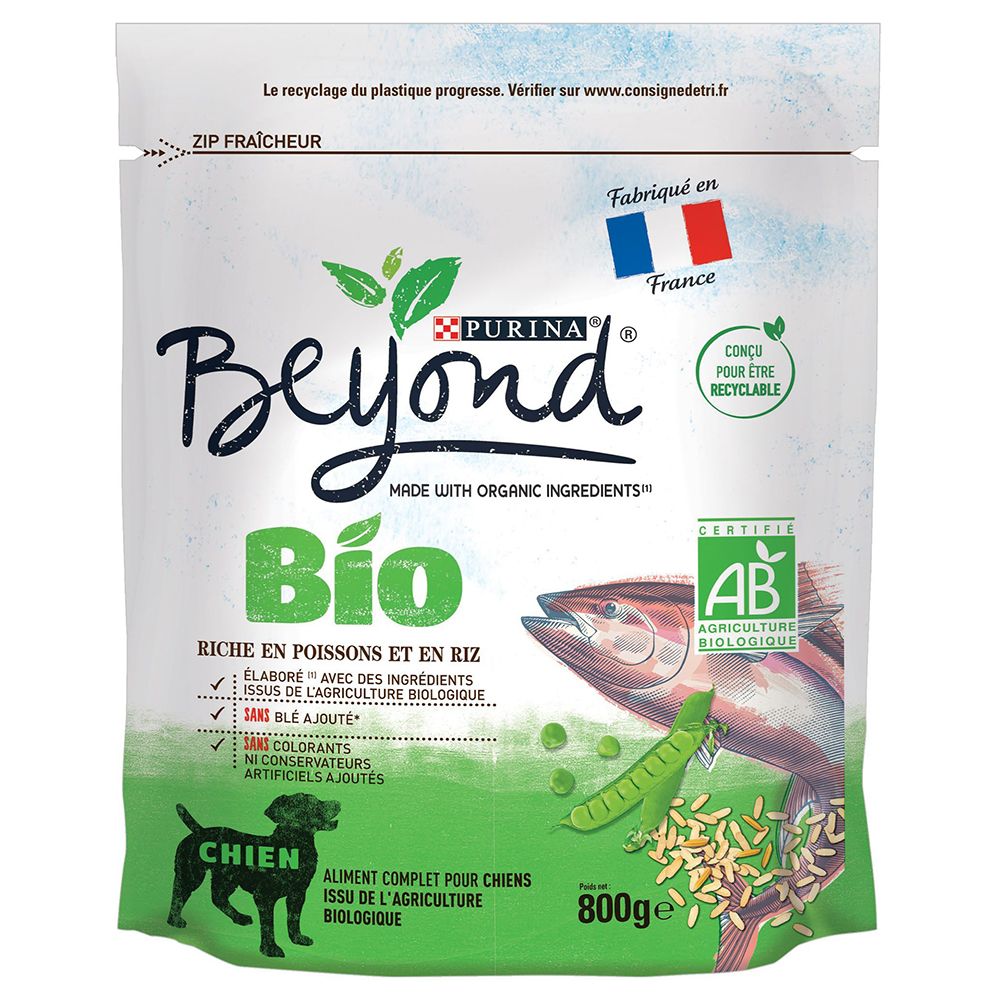 3x800g BEYOND BIO Adult riche en poissons et riz - Croquettes pour chien