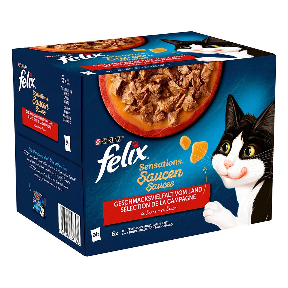 48x 85g Sensations Fleischvielfalt Sauce Felix Katzenfutter nass