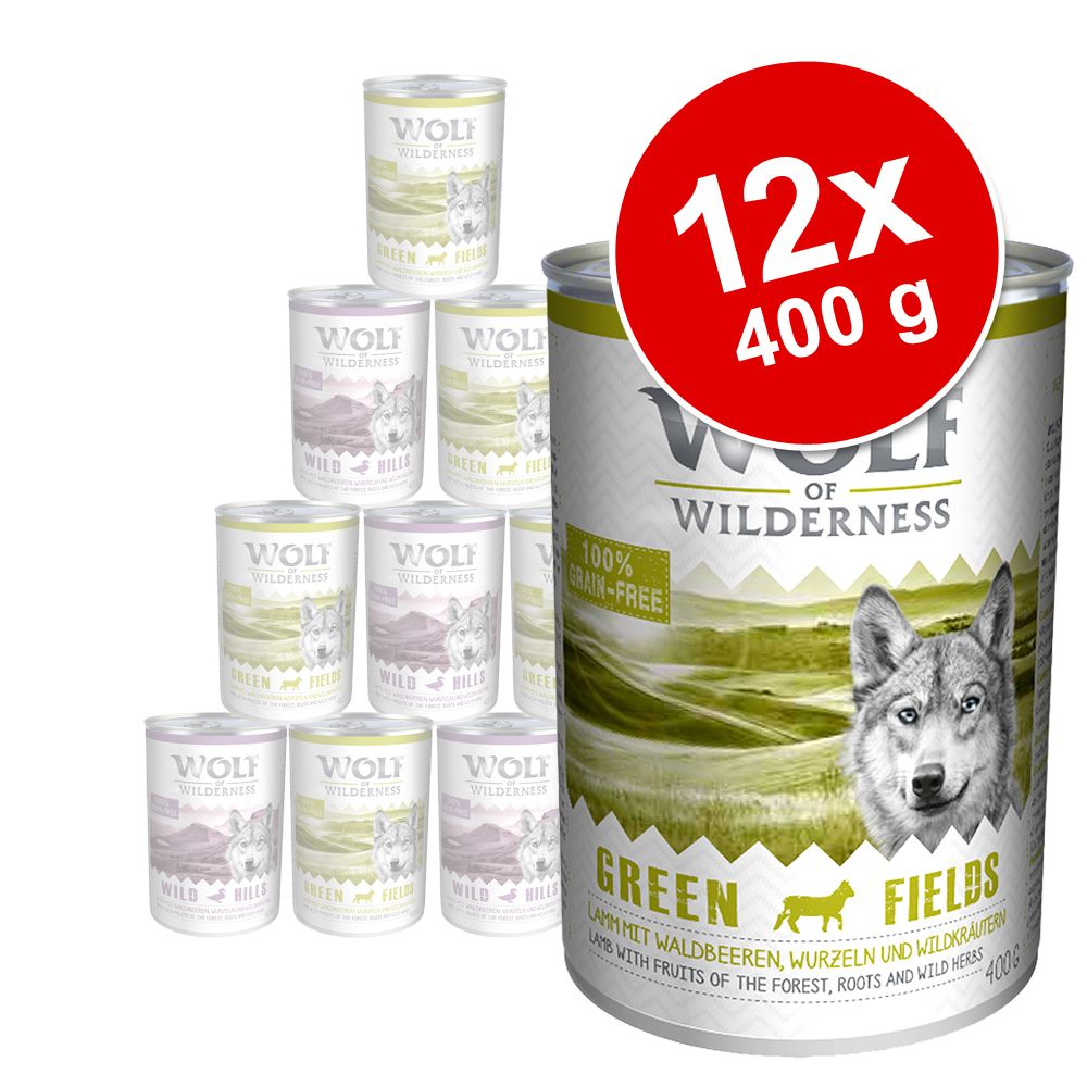 Image of Pack Ahorro: Wolf of Wilderness 12 x 400 g - Green Fields, con cordero 04260358515014