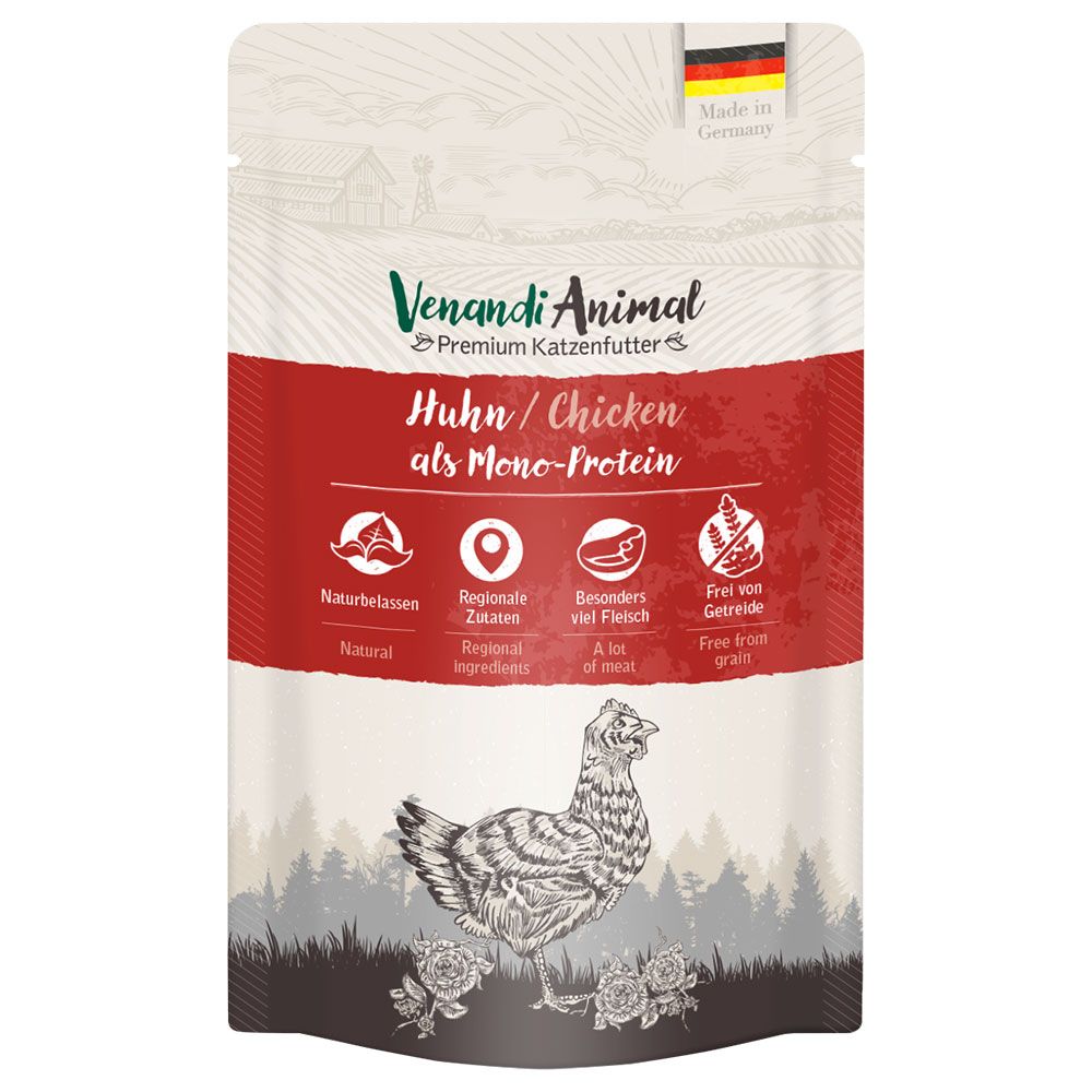 24x125g Venandi Animal Monoprotein Pferd Katzenfutter nass