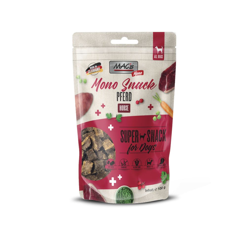 6x 100g Dog Mono Snack Pferd MAC ́s Hundesnacks