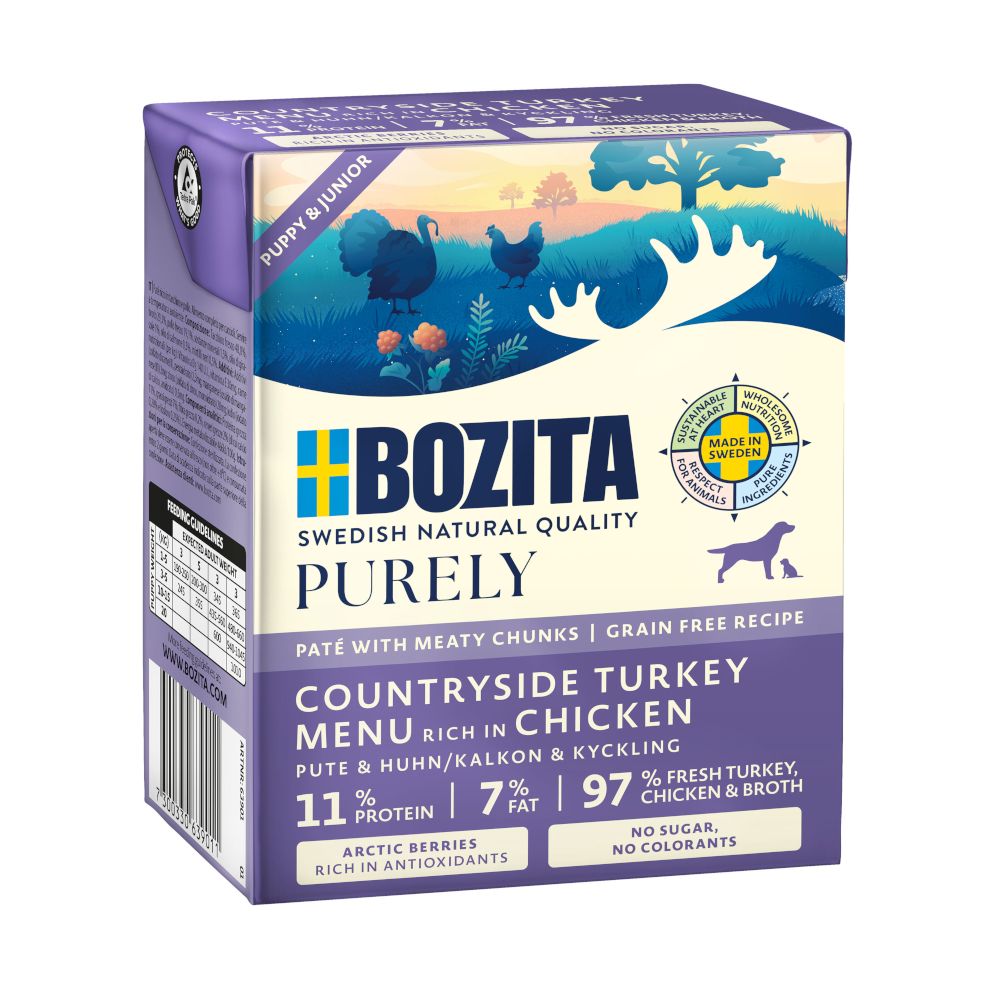 Sparpaket: 24x370g Bozita Purely Paté Lachs Hundefutter nass