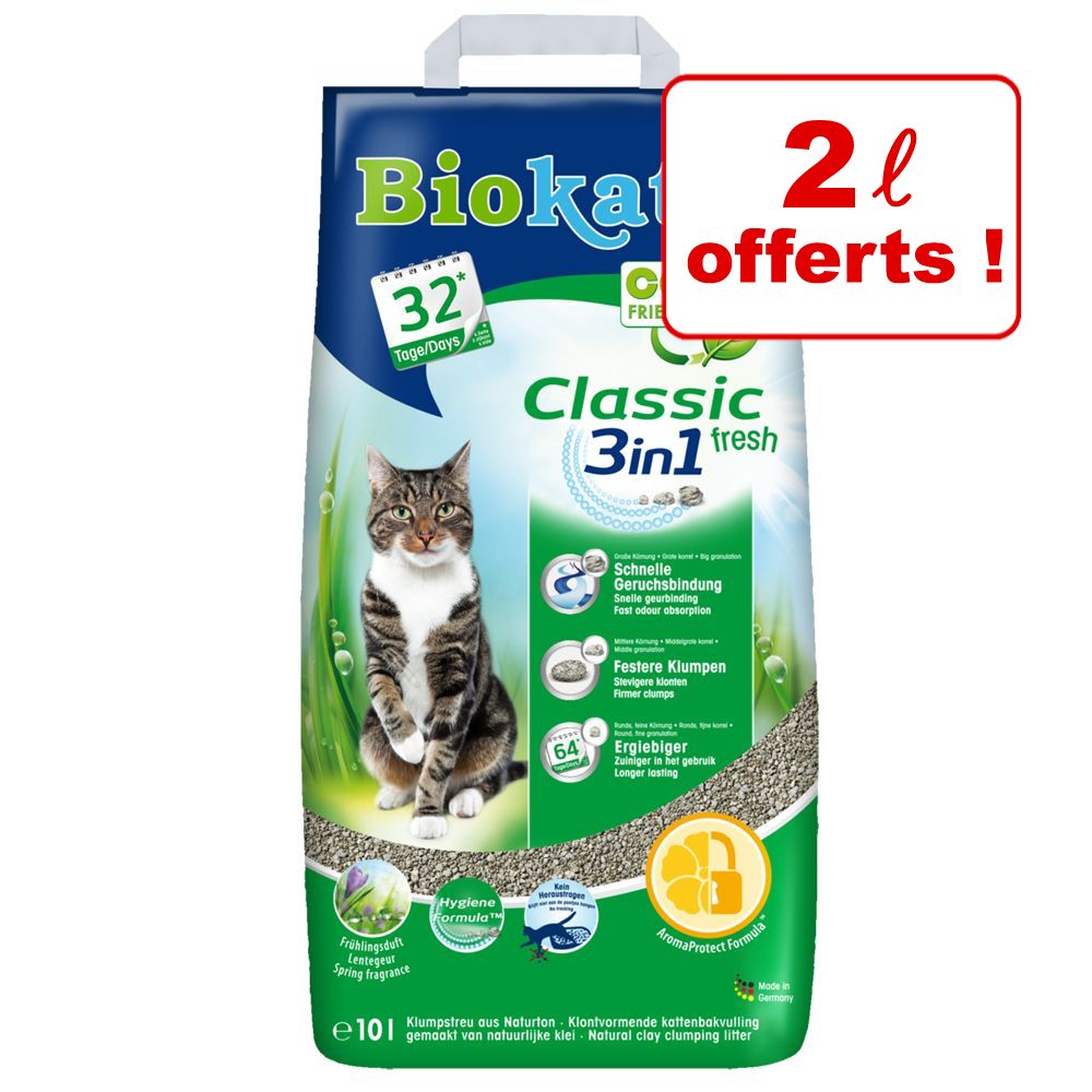 8L Classic 3in1, senteur talc Biokat's - Litière pour chat + 2L offerts!