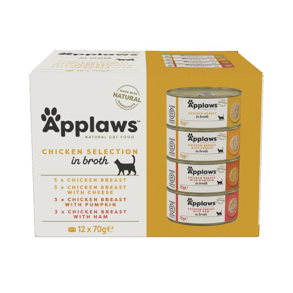 12x 70g Adult Fischauswahl Applaws Katzenfutter nass