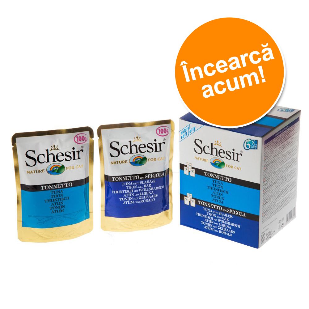 Schesir Pachet mixt plicuri în gelatină 6 x 100 g - pui