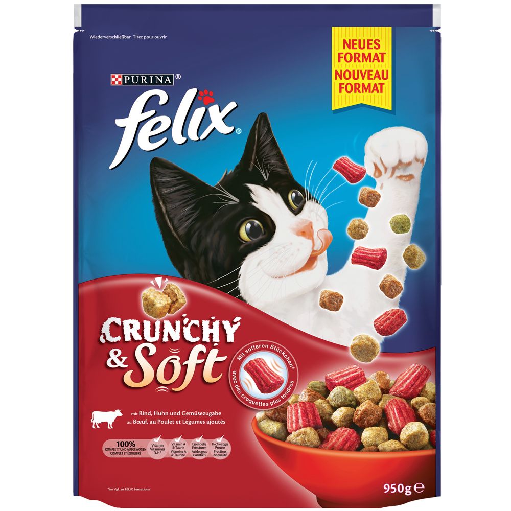 Felix Crunchy & Soft, mięso  2 x 950 g