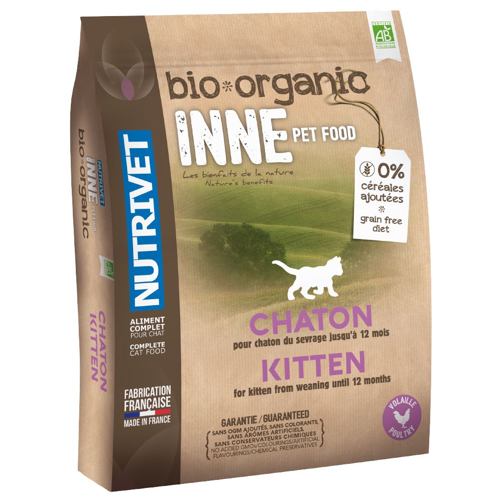 Image of Nutrivet Inne Bio Kitten pienso ecológico para gatos - 2 x 6 kg - Pack Ahorro 03760080534389