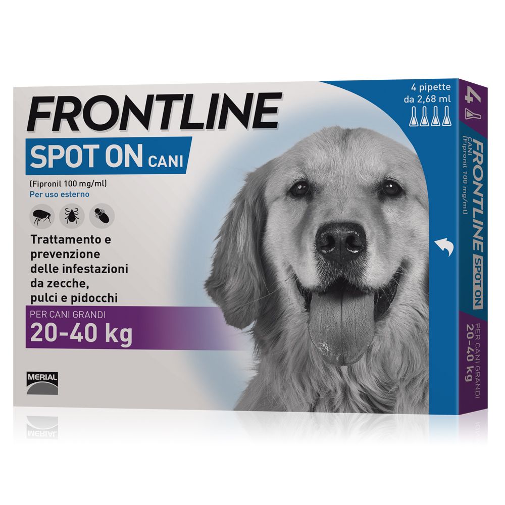 Frontline soluzione spot-on cani L (Cani da 20 a 40 kg) - 4 pipette (2,68 ml)