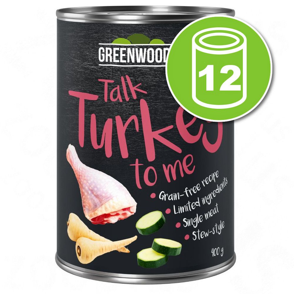 Lot Greenwoods 12 x 400 g pour chien - Dinde, panais, courgettes