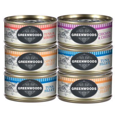 - 6 x 70 g Greenwoods Nassfutter Mixpaket 6 x 70 g Greenwoods Nassfutter Mixpaket