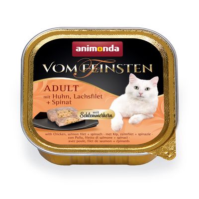 Image of Animonda vom Feinsten Adult mit Schlemmerkern 6 x 100 g - Huhn, Lachsfilet & Spinat