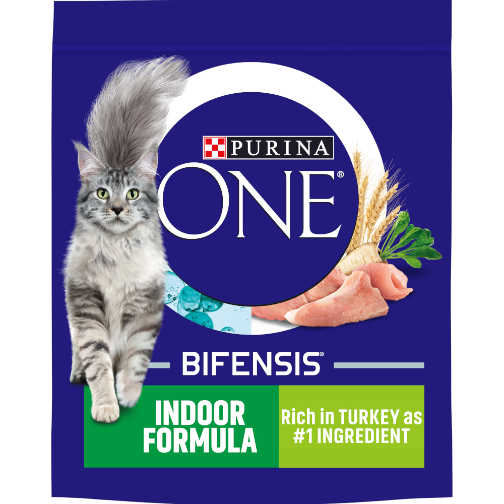 PURINA ONE Indoor Formula Turkey & Whole Grains Dry Cat Food - 750g