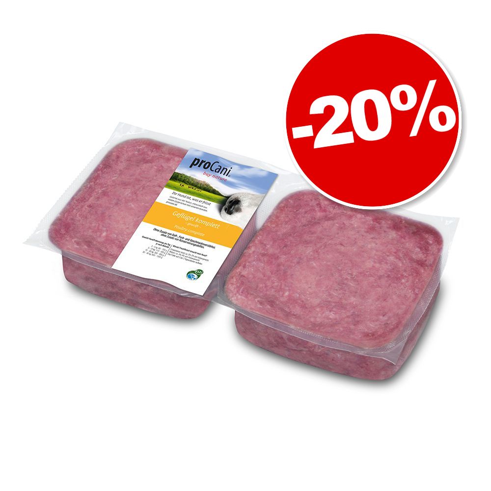 8x1000g Viande de poulet BARF pour chien proCani : 20 % de remise !