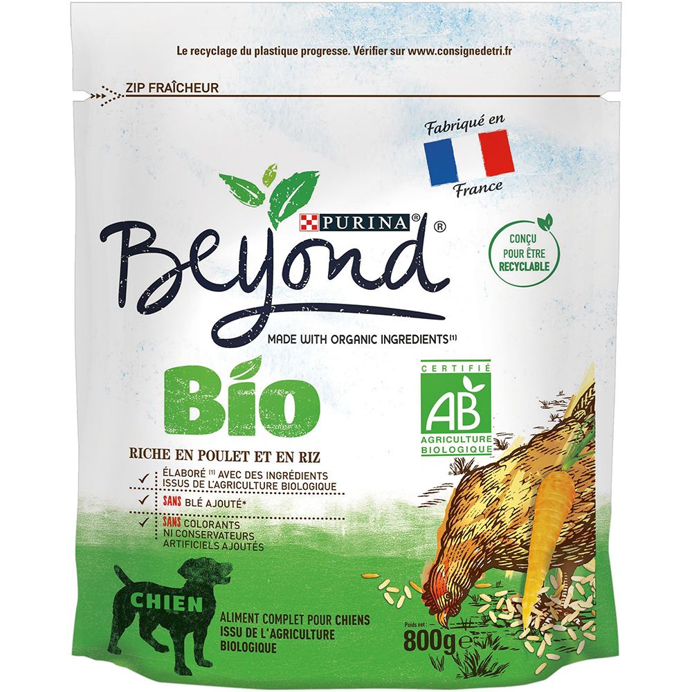 3x800g BEYOND BIO Adult riche en poulet et riz - Croquettes pour chien