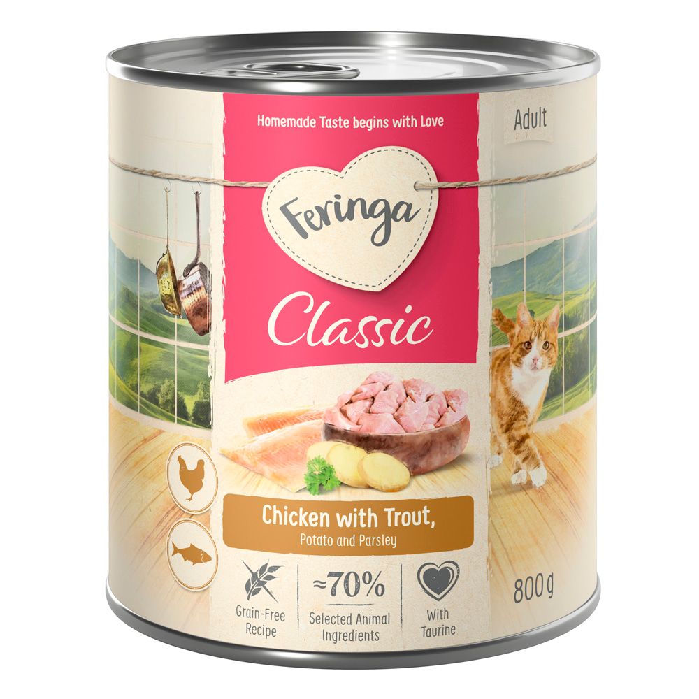 24x800g Classic Meat Menü Kaninchen & Truthahn Feringa Katzenfutter nass