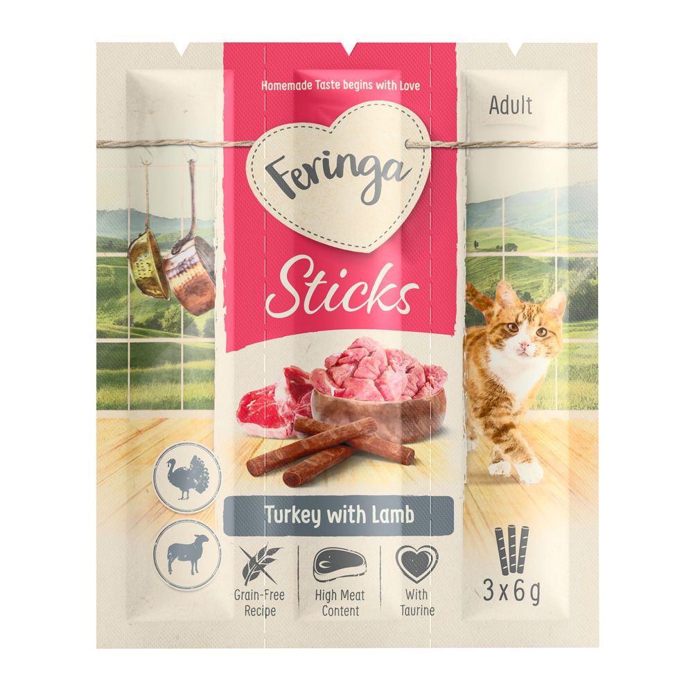 36 x 6g Sticks Truthahn & Lamm Feringa Katzensnack getreidefrei
