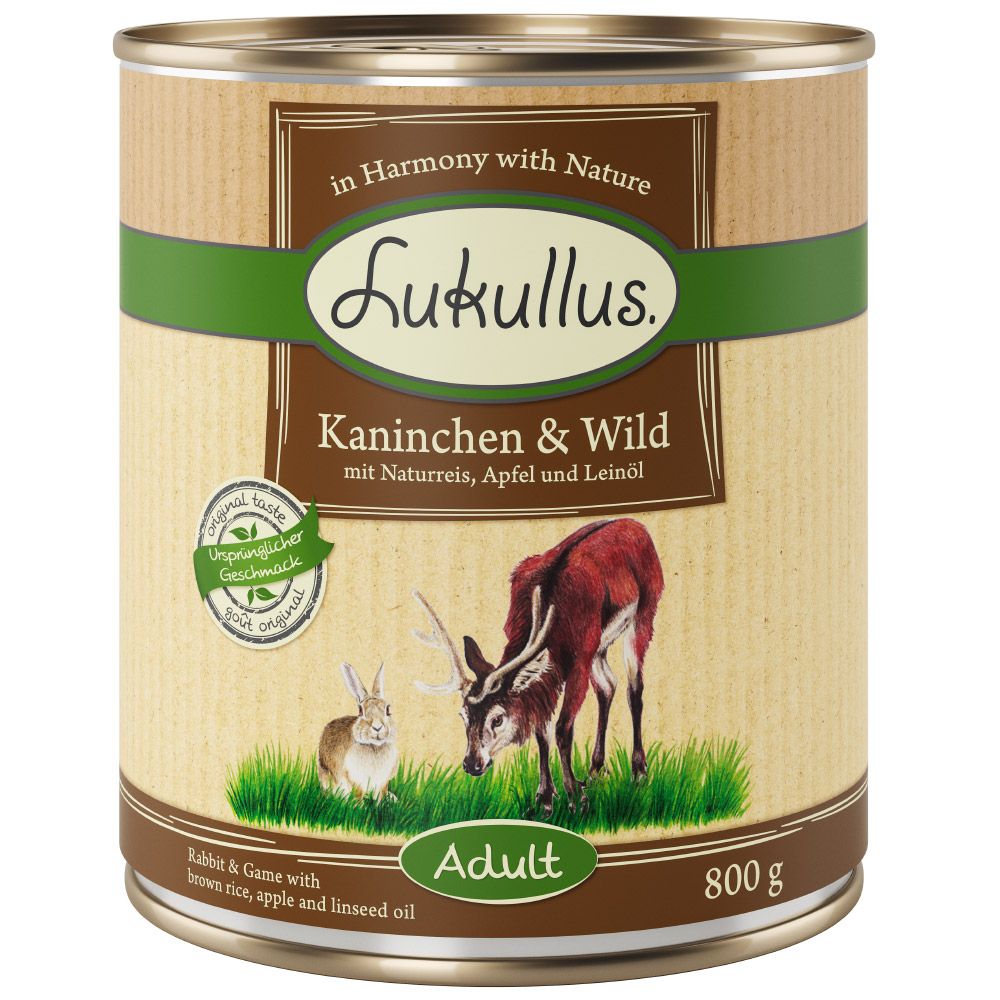 Lot Lukullus Classique 24 x 800 g - Junior : cœurs de dinde, agneau