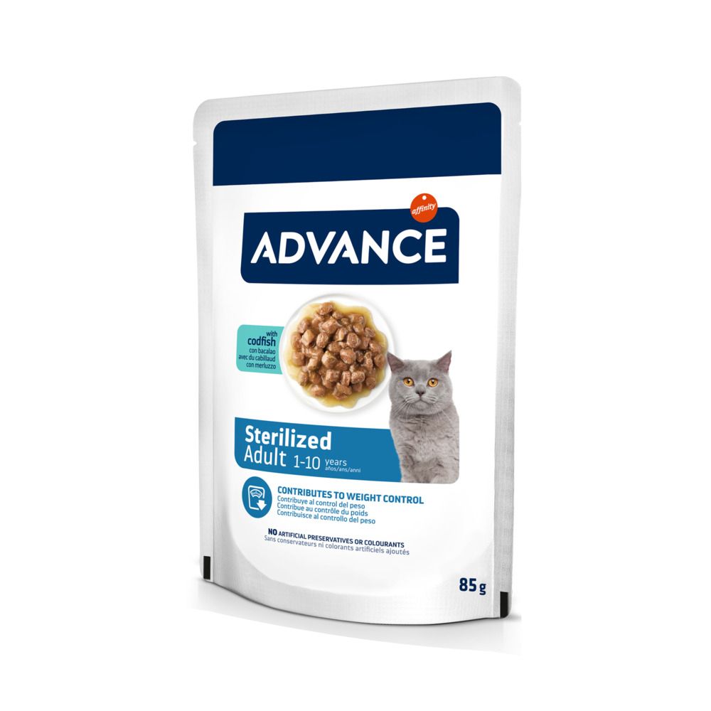 52x 85g Feline Sterilized Kabeljau Advance Katzenfutter nass