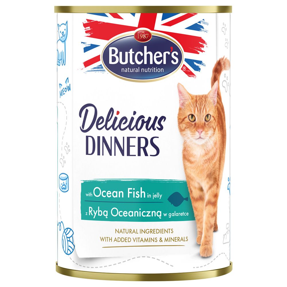 24x 400g Butcher's Delicious Dinners Katze mit Huhn Nassfutter