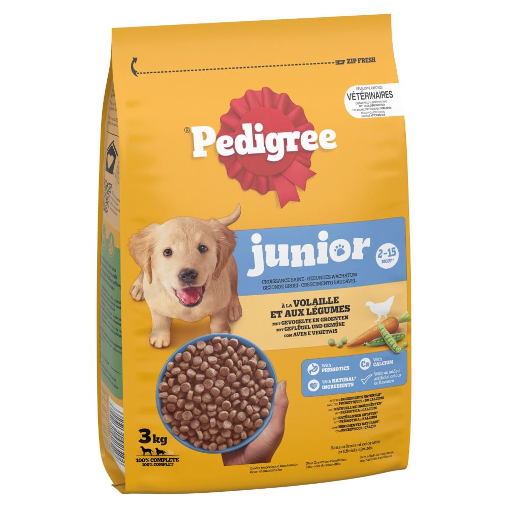 3kg Pedigree Junior Geflügel & Gemüse Hundefutter trocken