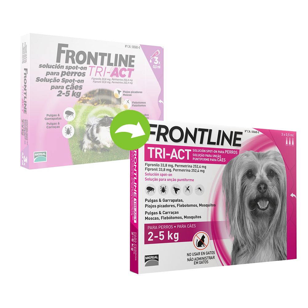 Image of Frontline® Tri-Act solución spot-on para perros 2-5 kg - 3 x 0,5 ml 03661103045724