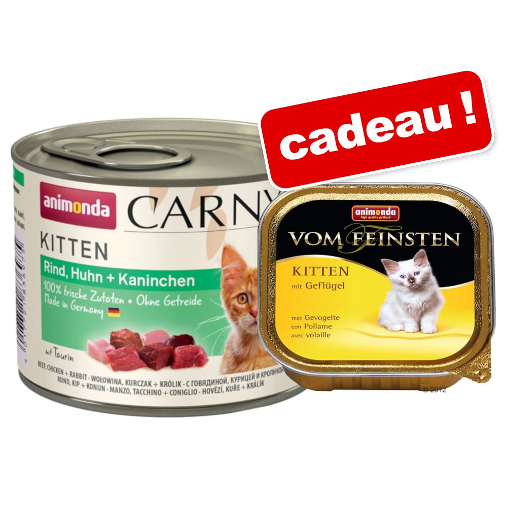 Animonda Carny Kitten 24 x 200 g + Barquettes Animonda 2 x 100 g offertes ! - bœuf & volailles