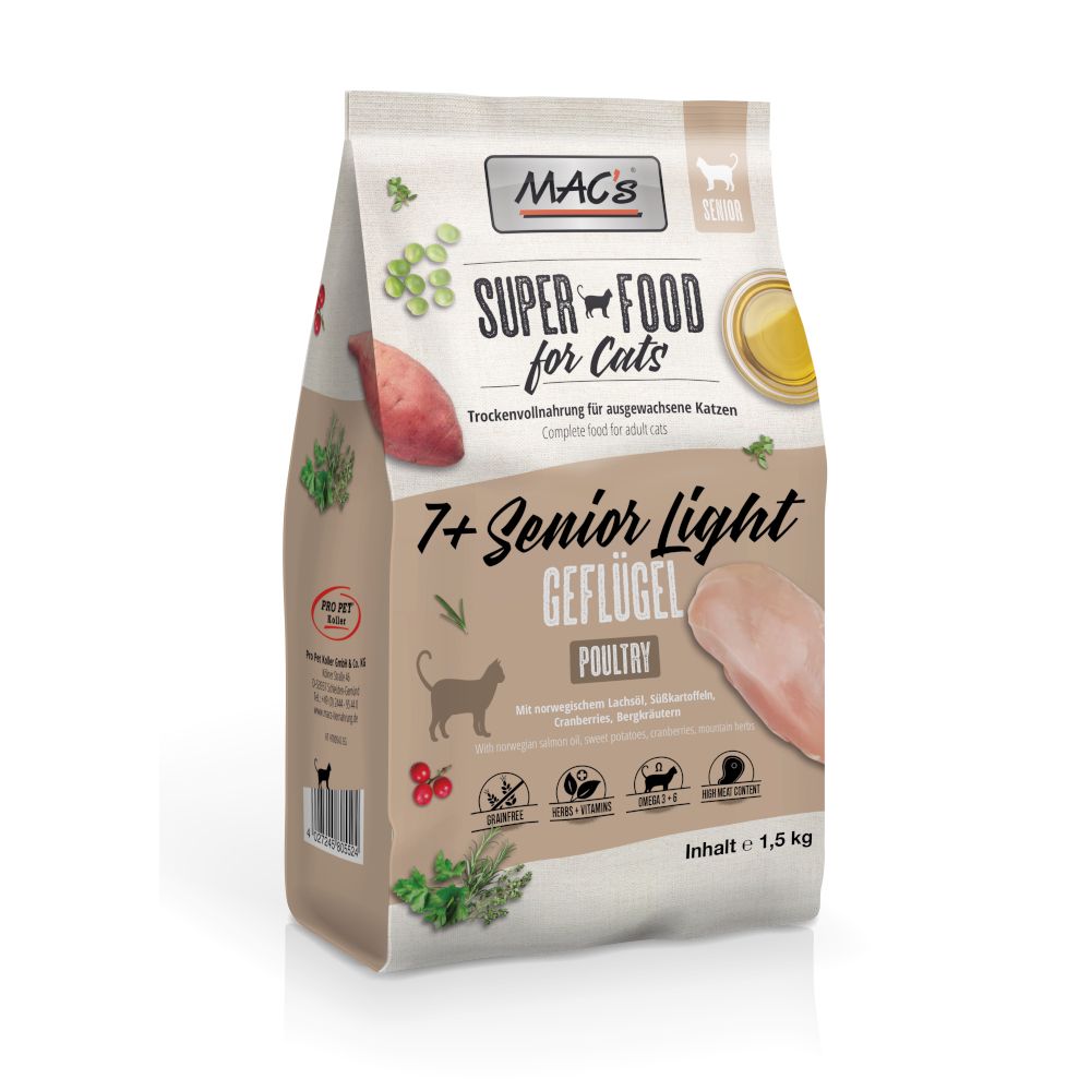 1,5kg Cat 7+ Senior/Light MAC's Katzenfutter trocken