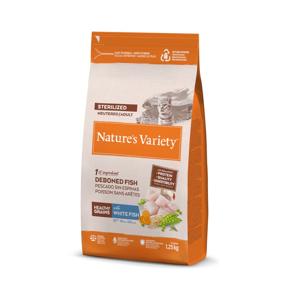 3kg Nature's Variety Healthy Grains Sterilized Weißfisch Katzenfutter trocken