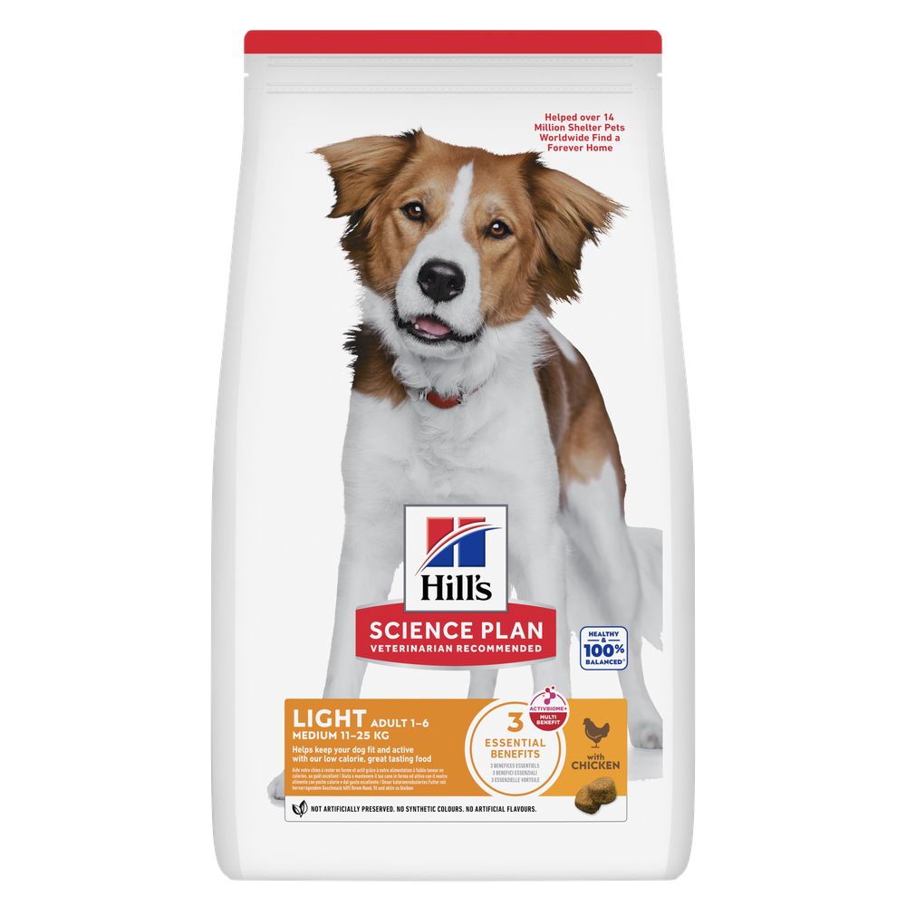2 x 14kg Adult 1-6 Light Medium mit Huhn Hill's Science Plan Hundefutter trocken