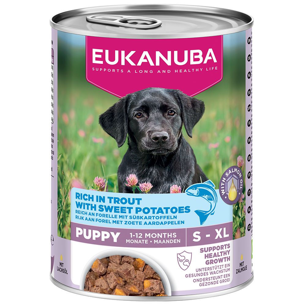 Eukanuba Puppy Reich an Forelle mit Süßkartoffeln.- 12 x 400 g