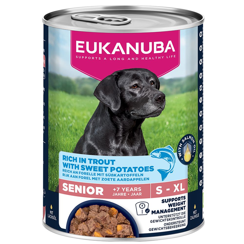 Eukanuba Senior Reich an Forelle mit Süßkartoffeln.- 12 x 400 g