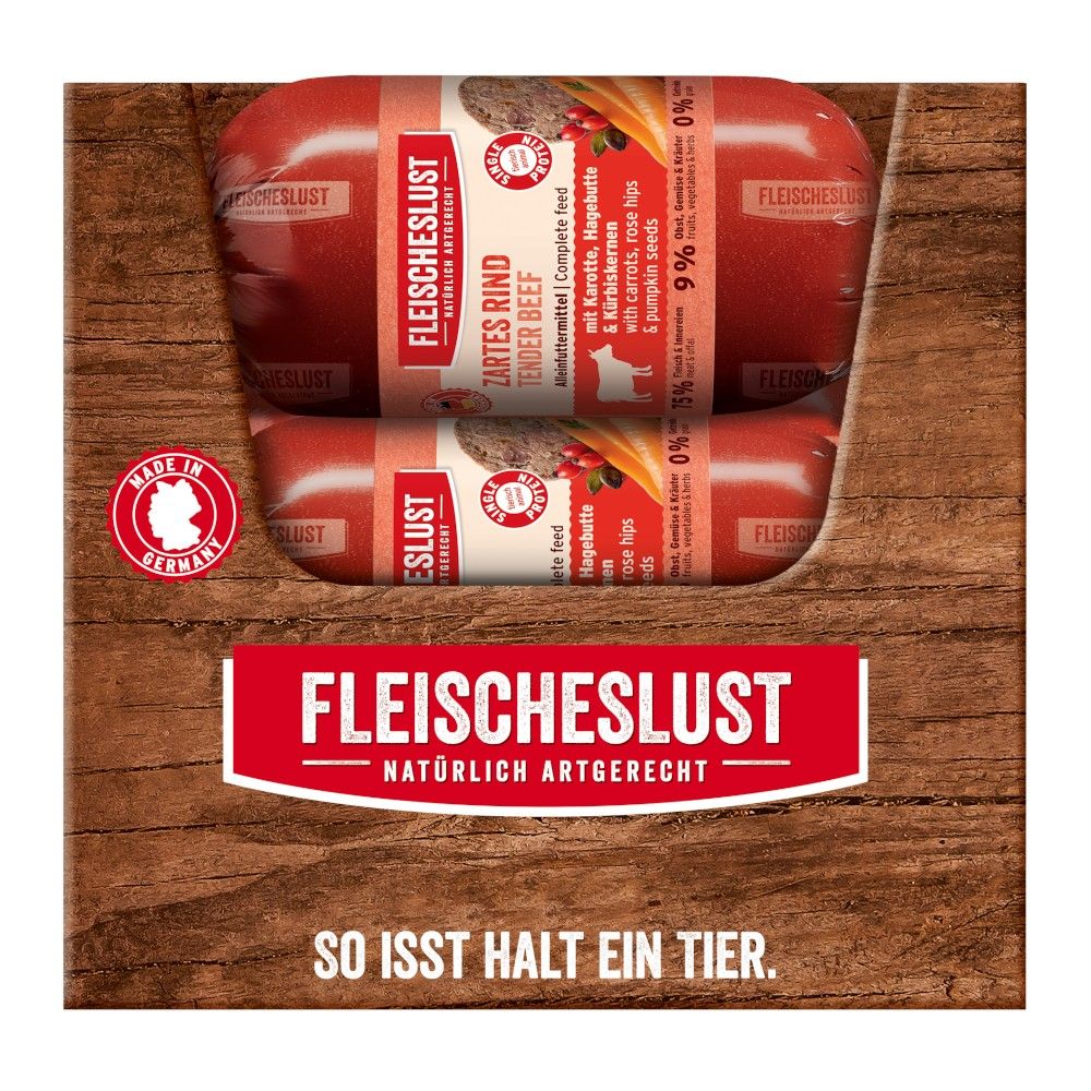 Fleischeslust Classic 15 x 200 g.- zartes Rind mit Hagebutte, Karotte & Kürbiskernen