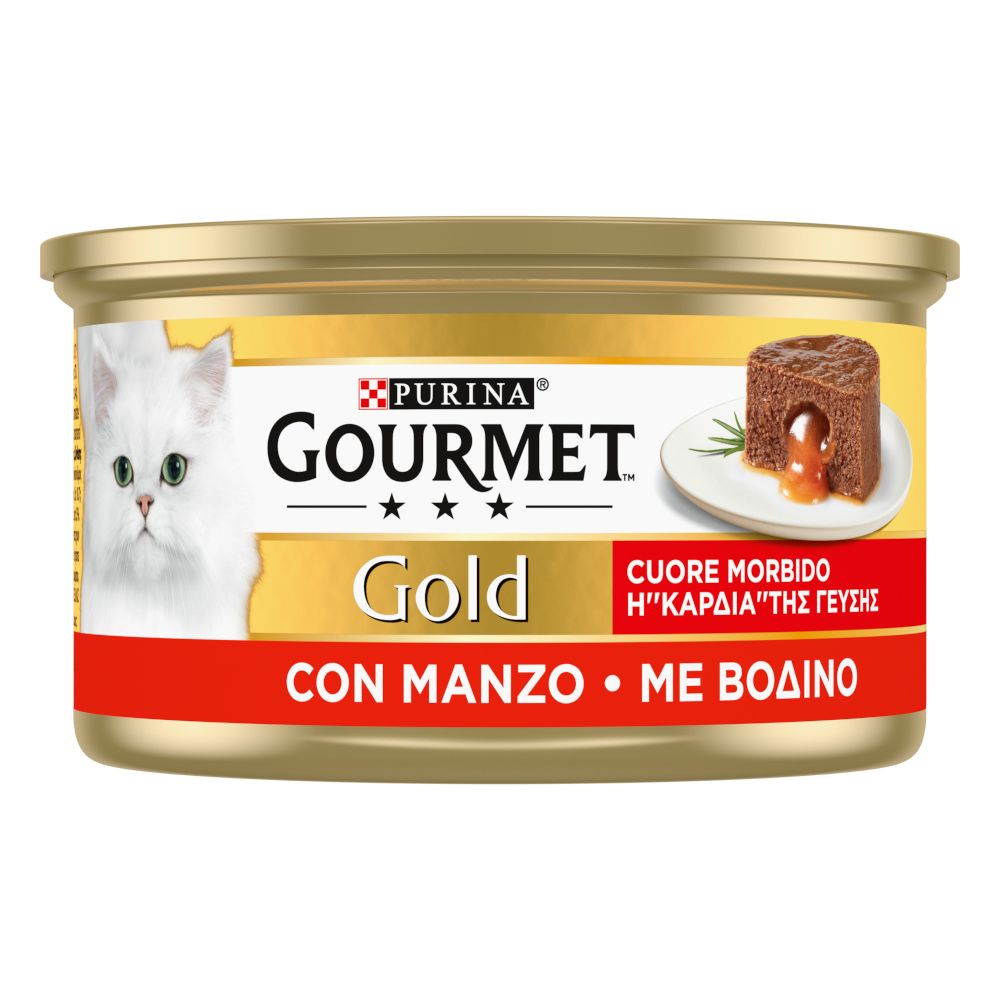 24x85g Gourmet Gold Schmelzender Kern Lachs Nassfutter Katze