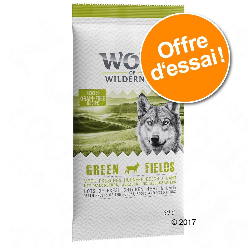 Offre d´essai Wolf of Wilderness Green Fields, agneau 5 x 80 g à prix exceptionnel ! - 400 g (5 x 80 g)