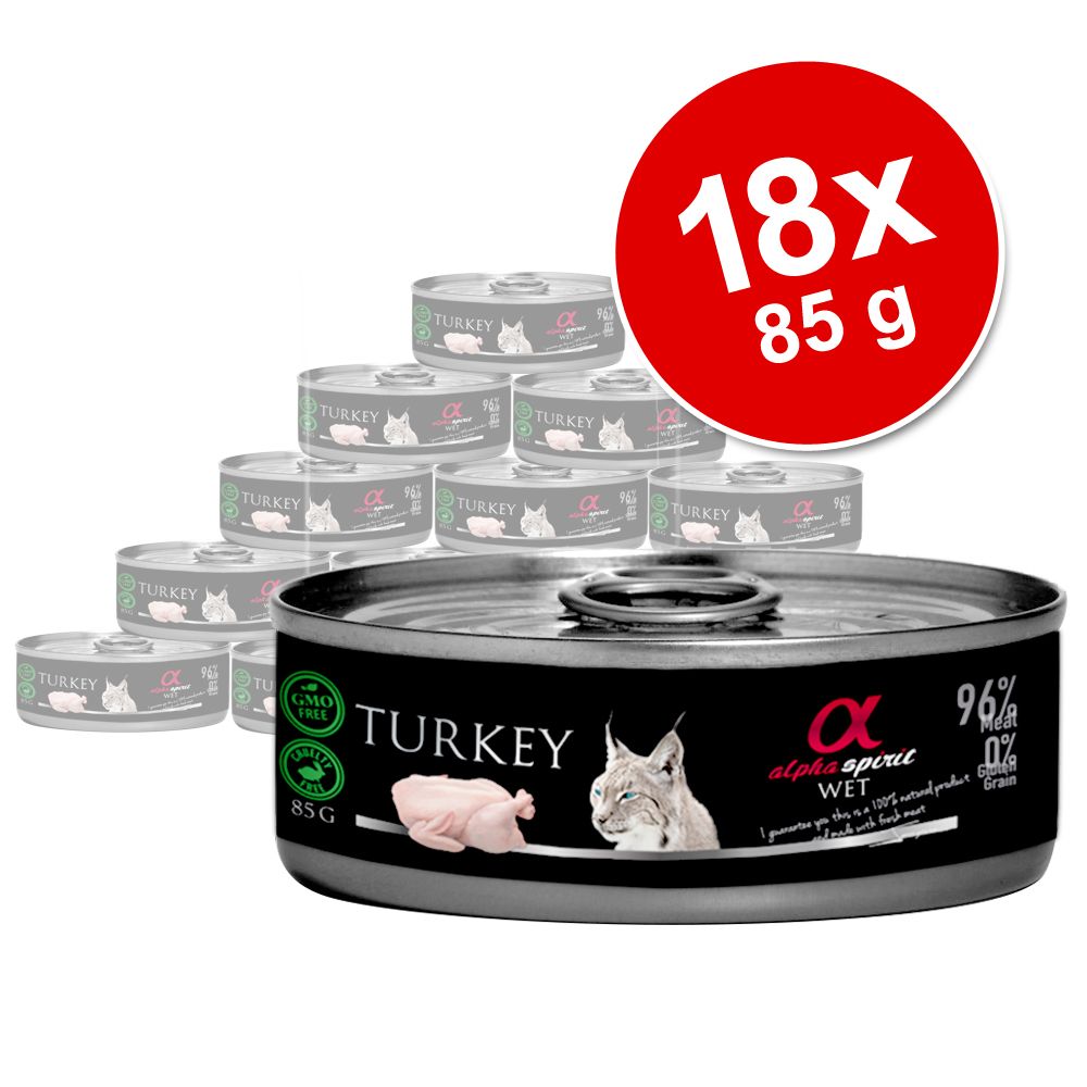 Image of Alpha Spirit Monoprotein 18 x 85 g para gatos - Pavo 08437013576697