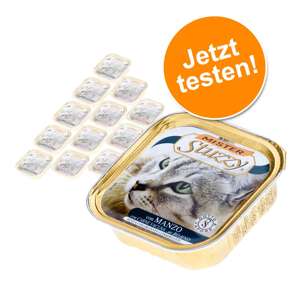 Mister Stuzzy Cat Probierpaket 18 x 100 g - Rind, Schinken, Truthahn