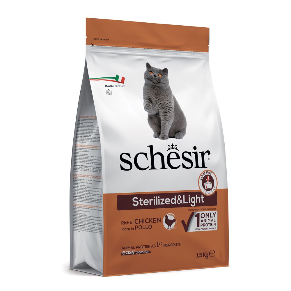 10kg Sterilized & Light mit Huhn Schesir Katzenfutter trocken
