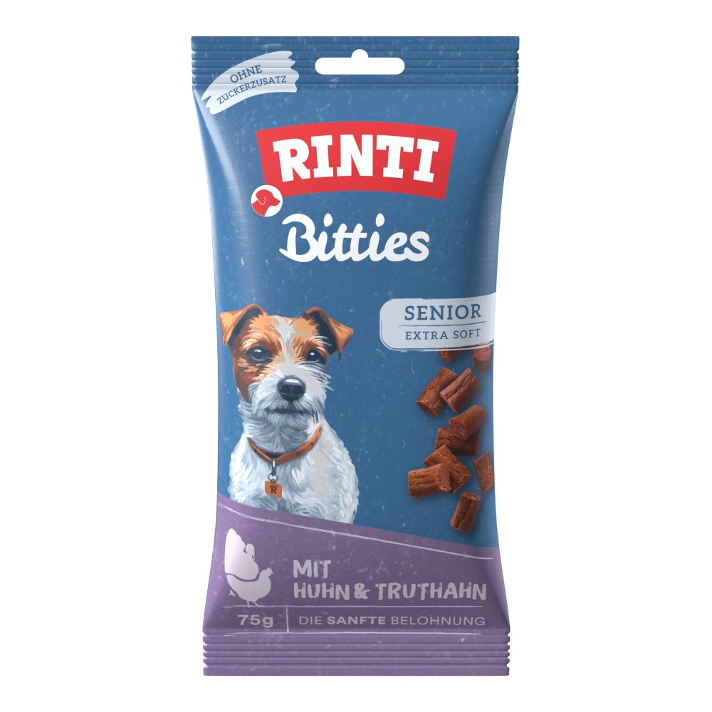 6 x 75 g RINTI Extra Bitties Senior Huhn & Truthahn
