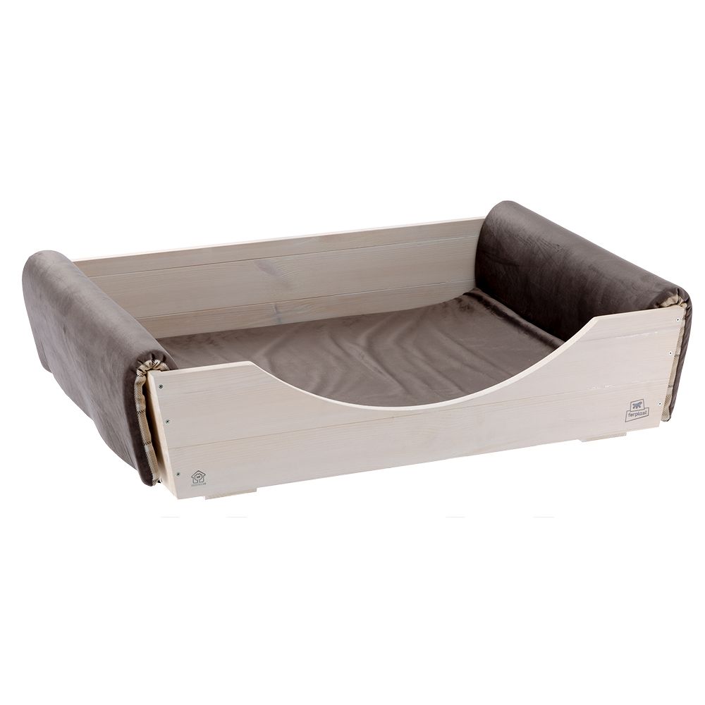 Ferplast Wooden Dog Bed with Reversible Cushion PetPetSupplies