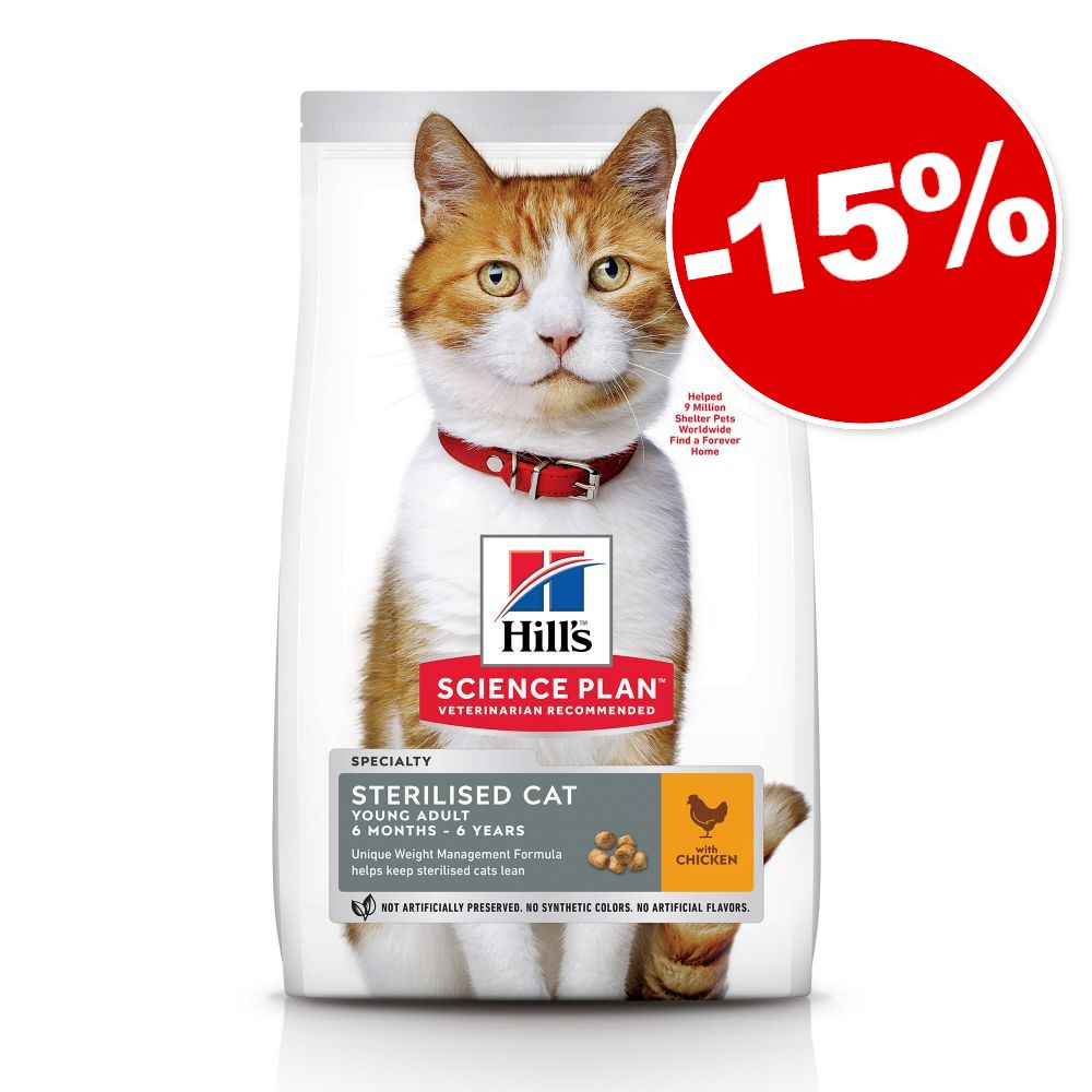 3kg Young Adult Sterilised canard Hill's Science Plan Croquettes pour chat