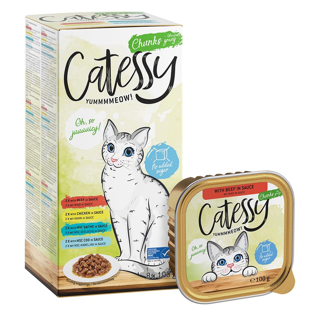 64 x 100 g Mixpack II Schälchen Feine Pastete Catessy Katzenfutter nass