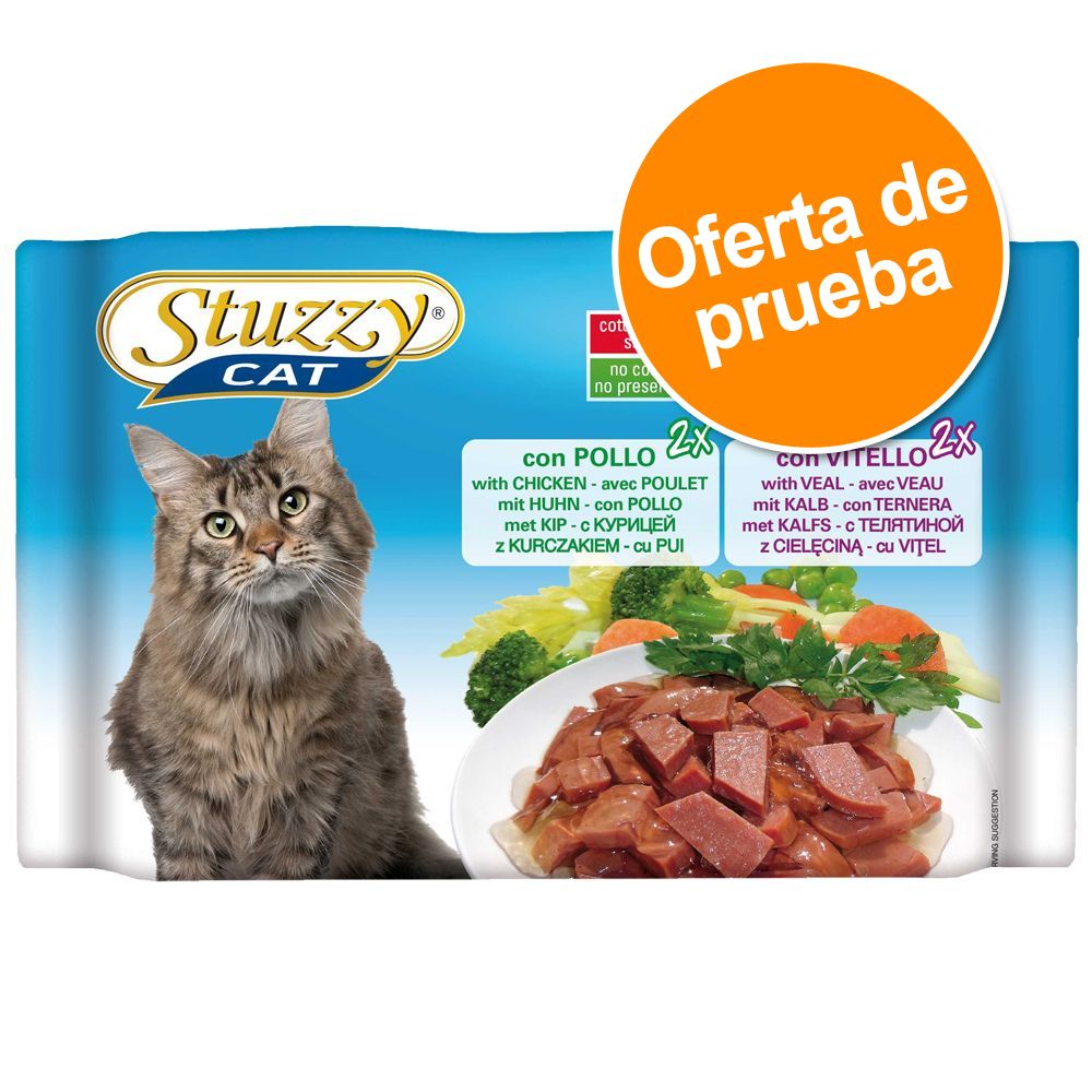 Image of Stuzzycat bolsitas 4 x 100 g - Pack mixto - Jamón/Vacuno 08005852248114