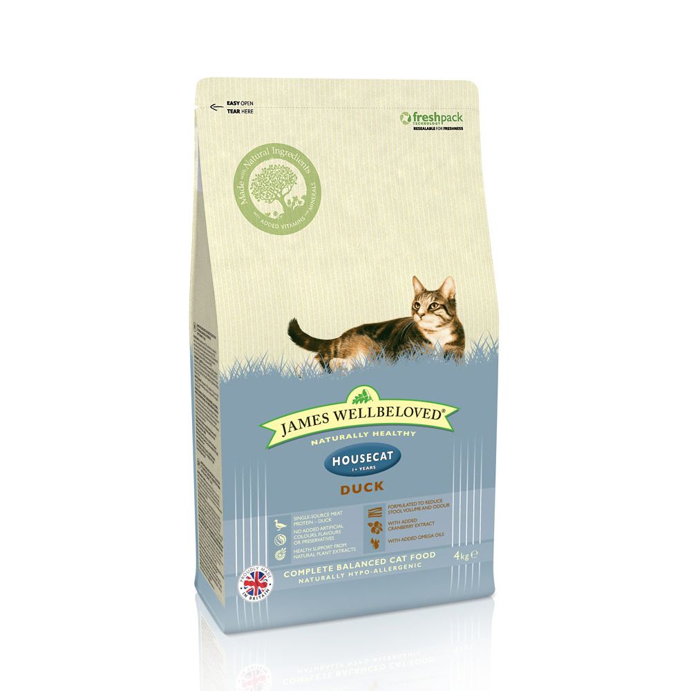 Image of James Wellbeloved Adult Housecat Pato y arroz - 2 x 4 kg - Pack Ahorro 05025838006371