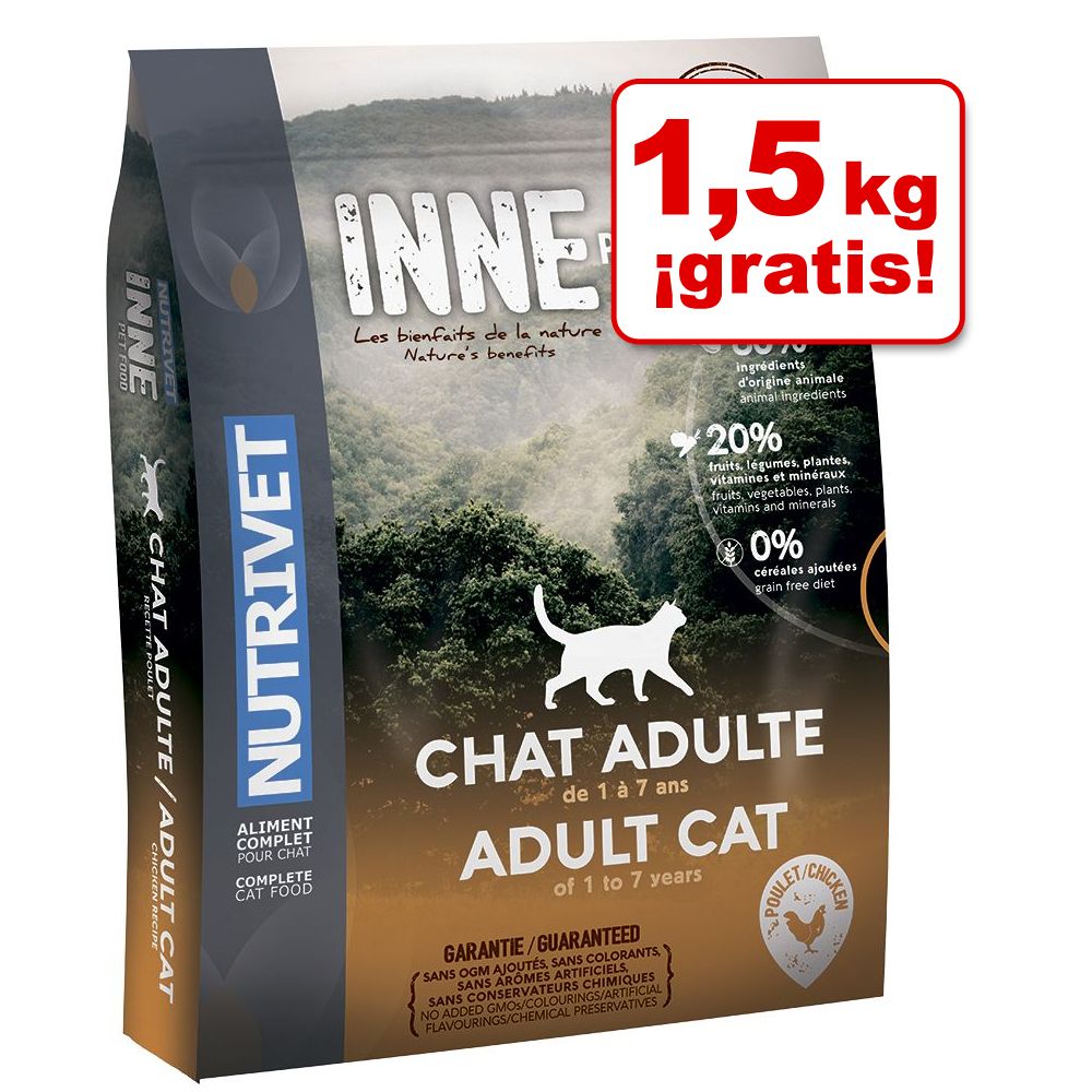 Image of Nutrivet Inne 6 kg pienso para gatos en oferta: 4,5 + 1,5 kg ¡gratis! - Adult con pescado - 6 kg 03760080533054