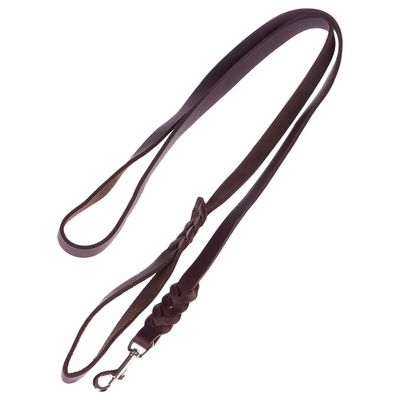- Heim Lederleine mit eingeflochtenem Karabiner, braun Heim Lederleine mit eingeflochtenem Karabiner, braun